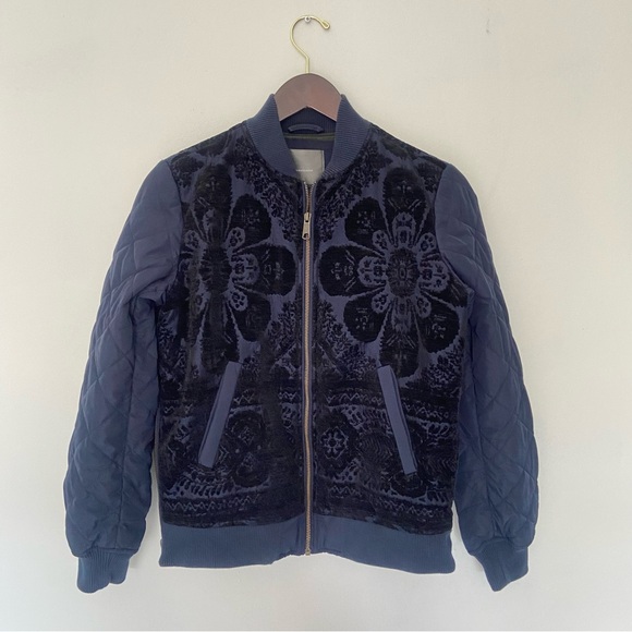 Anthropologie Clemence Bomber Sweatshirt Jacket Quilted Chenille Size Small - Picture 5 of 12